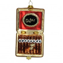 Стъклена играчка за елха кутия с пури 13см Cigars